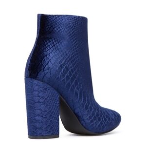 Blue Textured Ankle Boots